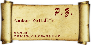 Panker Zoltán névjegykártya